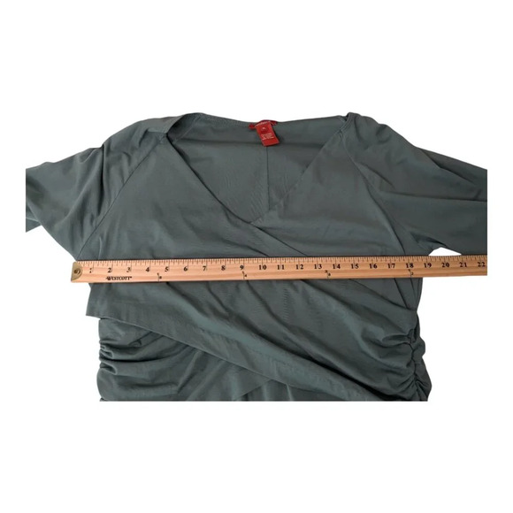 Sundance Womens Eternal Compliment Dress Green Faux Wrap Stretched Ruched Sz XL - Picture 10 of 14